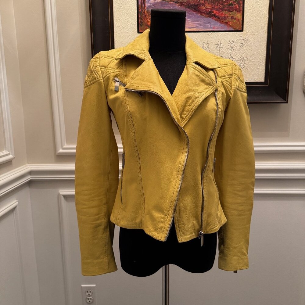 Needle & Thread from Saks.  Yellow leather moto EUC XS
